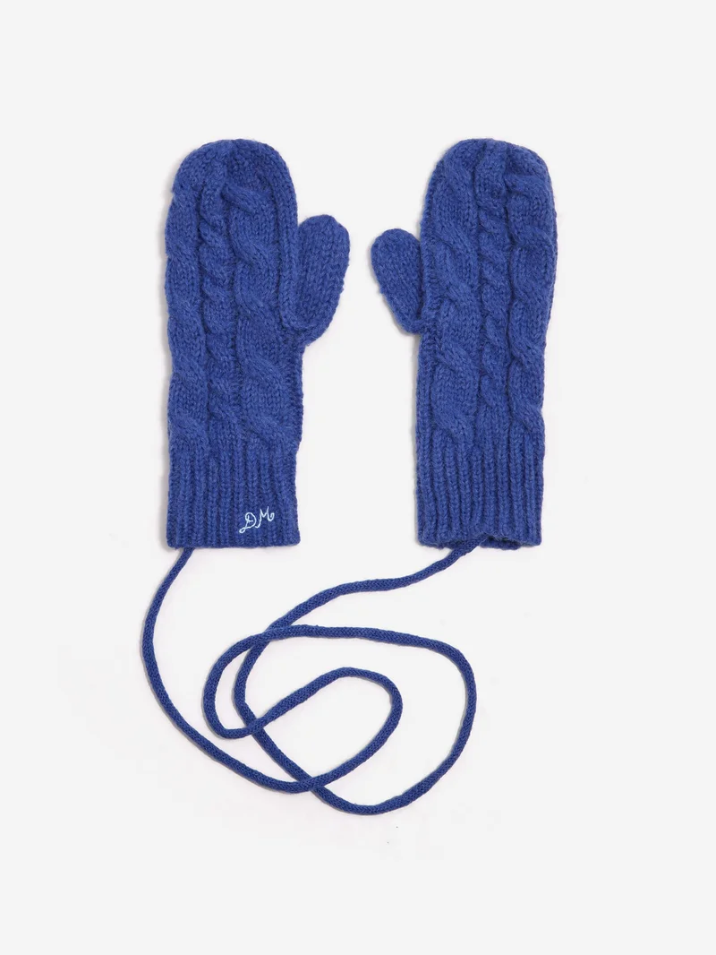 Image of Damson Madder Cable String Mittens - Cobalt Blue