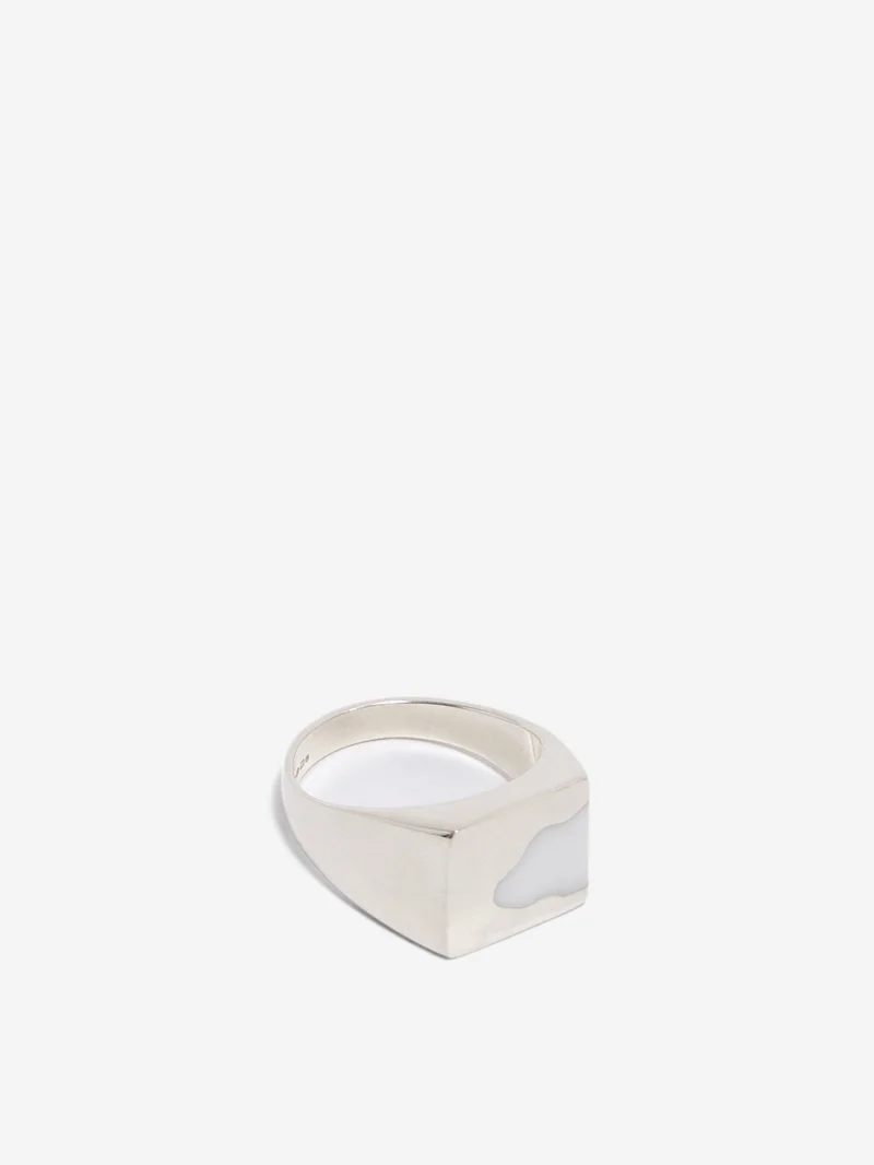 Image of Ellie Mercer One Piece Signet Ring - Silver/White