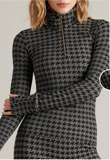 Houndstooth Seamless 1/4 Zip: Black