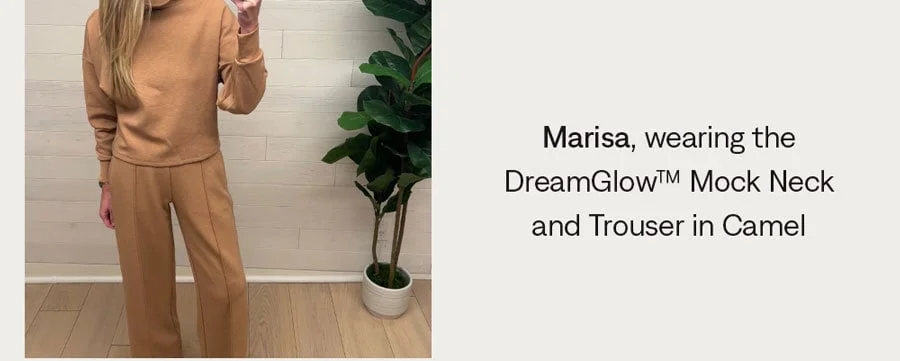 Marisa: DreamGlow™ Mock Neck & Trouser in Camel