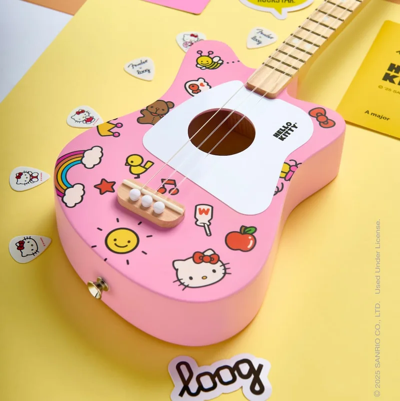 new Loog x HelloKitty Mini acoustic pink