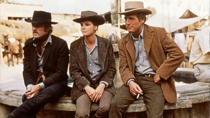 Paul Newman, Robert Redford, and Katharine Ross in three superlative versions of classic cowboy style.