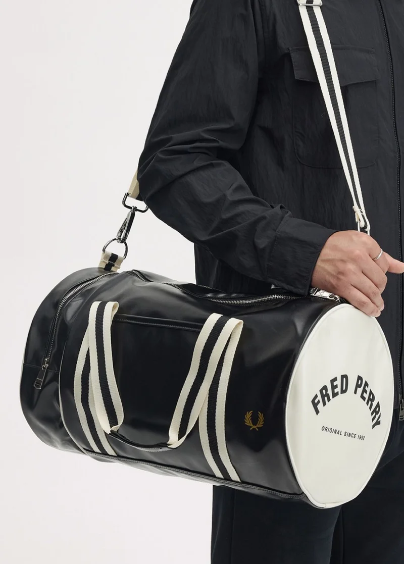 The Fred Perry Barrel Bag in Black / Ecru
