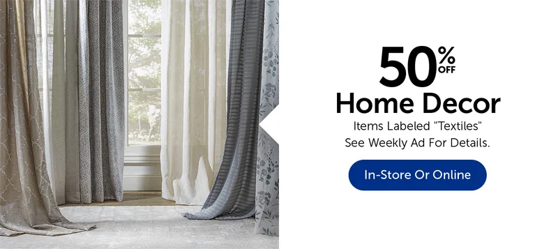50% Off Home Decor - Items Labeled "Textiles"