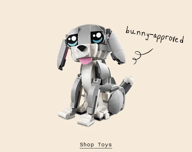 A dog made out of LEGO bricks.