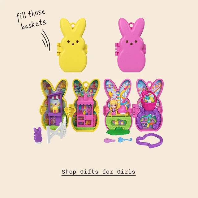 A bunny-shaped Peeps Polly Pocket set.