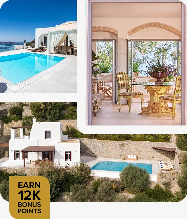 Unwind by the Aegean Sea in a private home rental with coastal vistas in Greece.