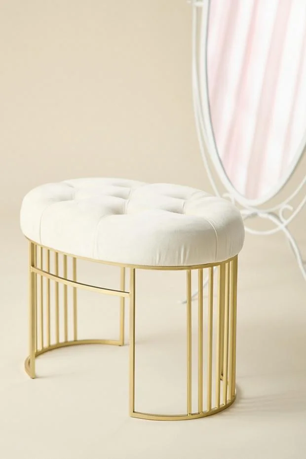Amelie Ovular Velvet Vanity Stool