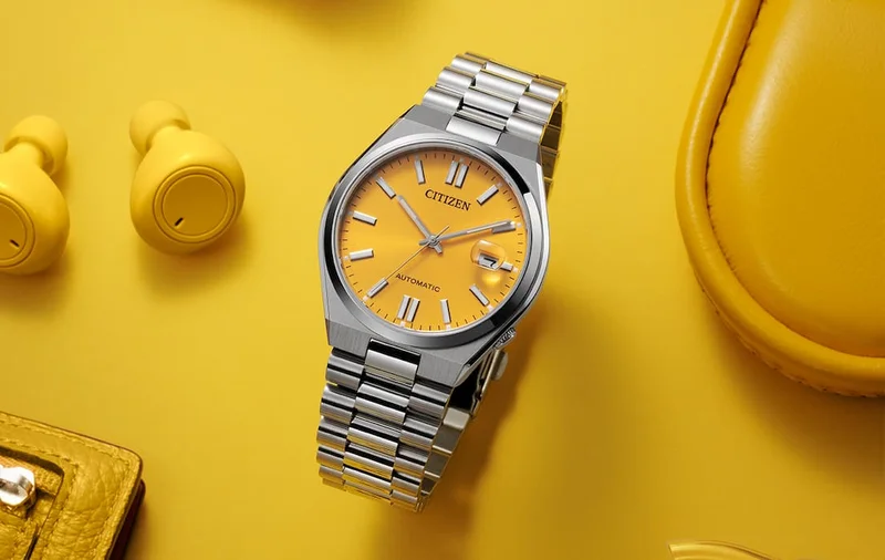 TSUYOSA Yellow Dial Stainless Steel Bracelet NJ0150-56Z
