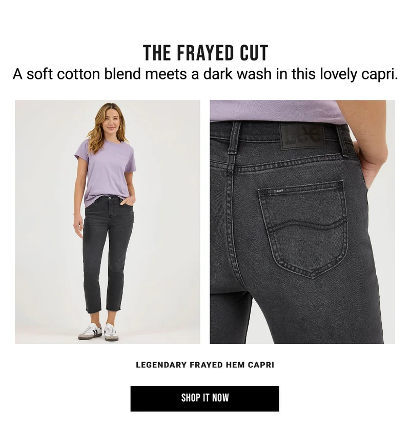 The Frayed Cut A Soft Cotton Blend Meets A Dark Wash In This Lovely Capri. Legendary Frayed Hem Capri Shop It Now