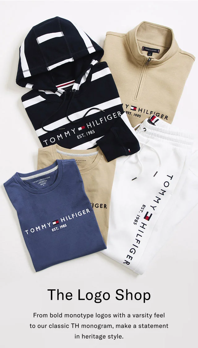 The logo shop                                            Form bold monotype logos with a varsity feel to our classic TH monogram, make a statement in heritage style.