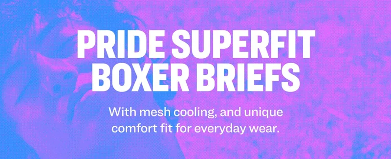 Pride SuperFit Boxer Briefs With mesh cooling, and unique comfort fit for everyday wear.