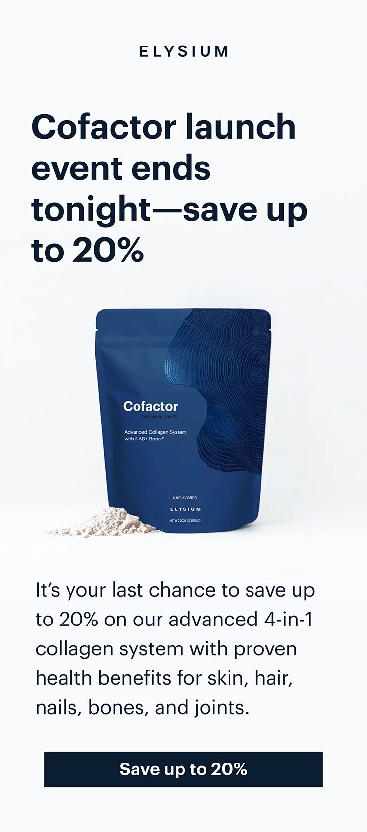 ELYSIUM | Cofactor launch event ends tonight—save up to 20% | Save up to 20%