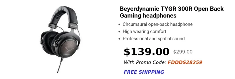 Beyerdynamic TYGR 300R Open Back Gaming headphones