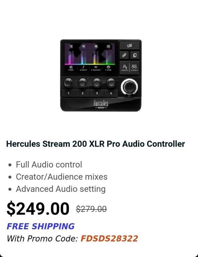 Hercules Stream 200 XLR Pro Audio Controller