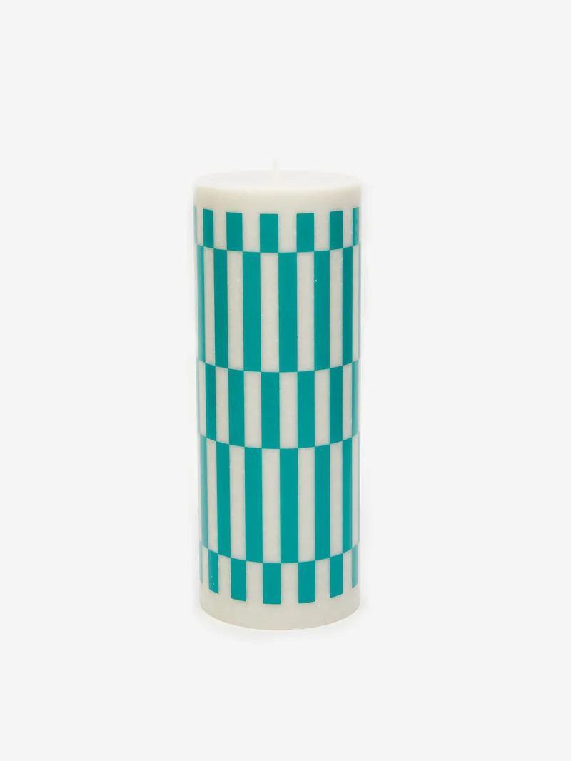 Image of HAY Column Candle Large - Light Grey and Green