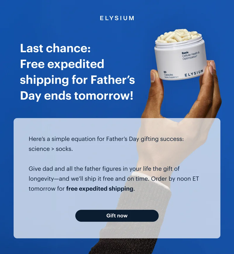 ELYSIUM | Last chance: Free expedited shipping for Father’s Day ends tomorrow! | Gift now