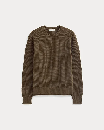 Image | Waffle Rollneck Crew in Everyday Cotton | Cocoa