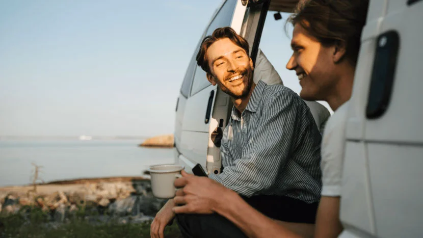 image of two people in a van
