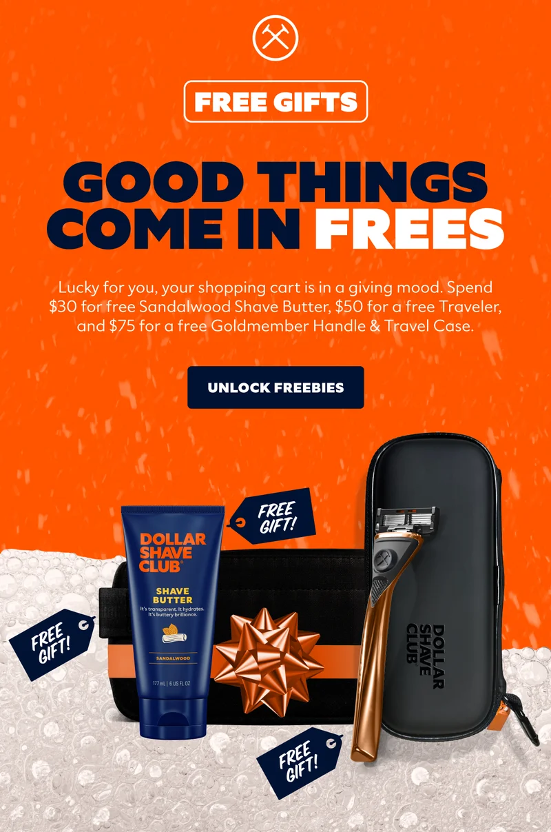 FREE GIFTS | GOOD THINGS COME IN FREES | CTA: UNLOCK FREEBIES