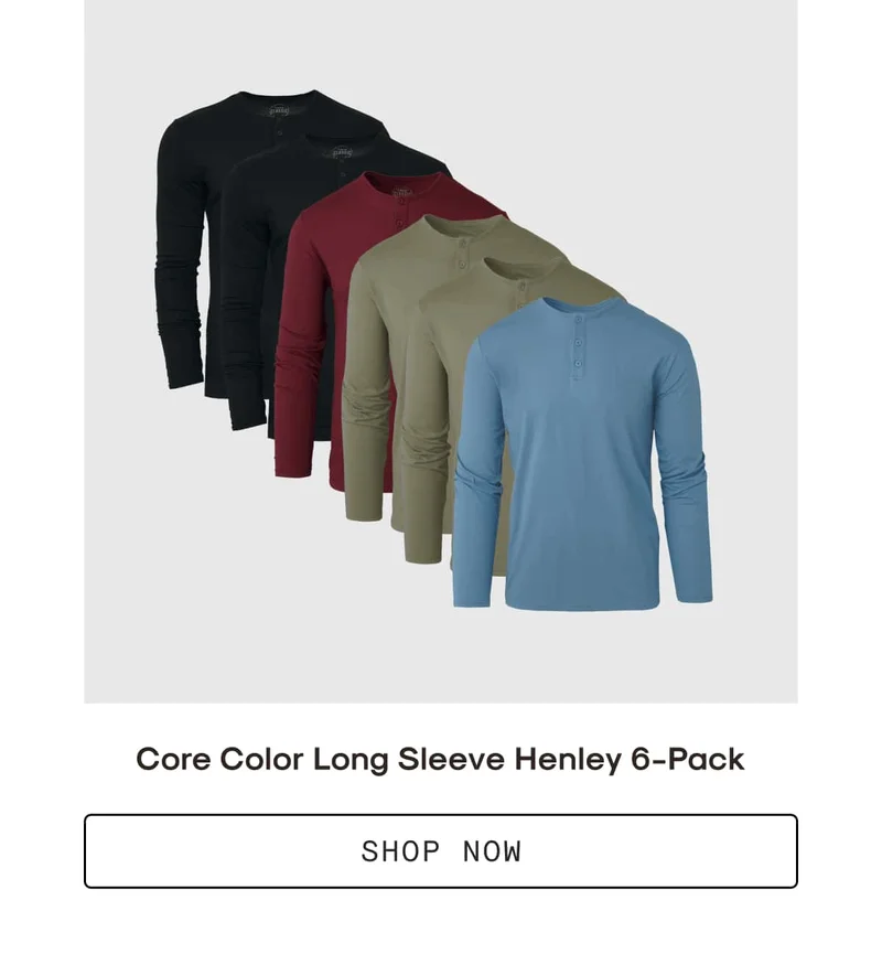 Long Sleeve Henley 6-Pack