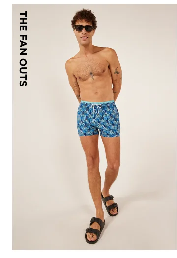 Classic Swim Trunks: The Fan Outs 4"