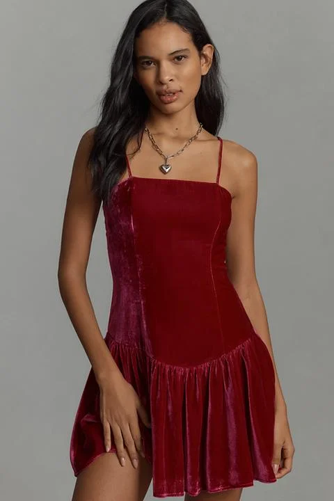 Maeve Drop-Waist Velvet Mini Dress