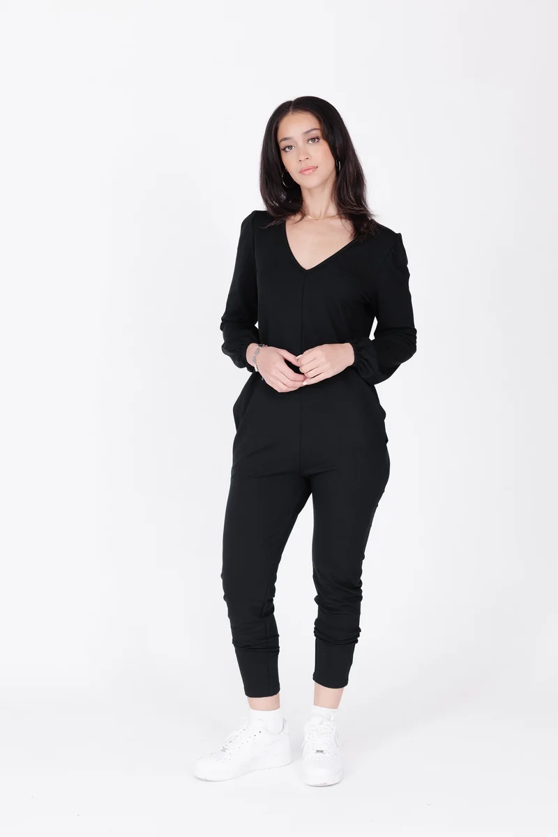 Image of Frankie Romper in Midnight Black