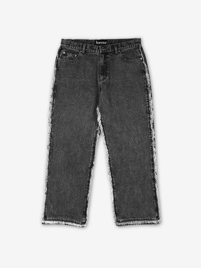 Image of Lorenz Rico Fringe Denim Pant - Black