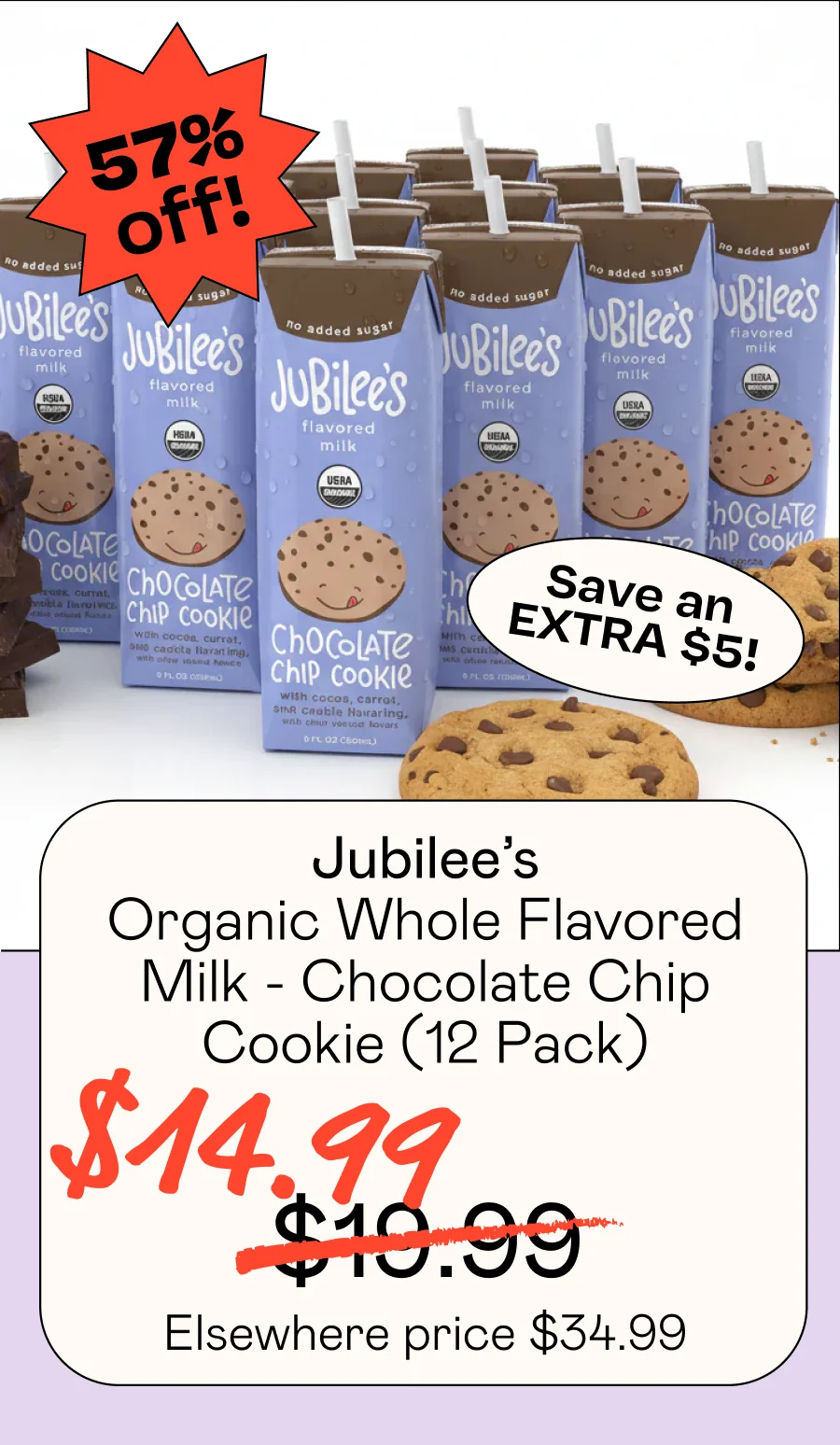 Organic Whole Flavored Milk - Chocolate Dip Cookie (12 Pack)