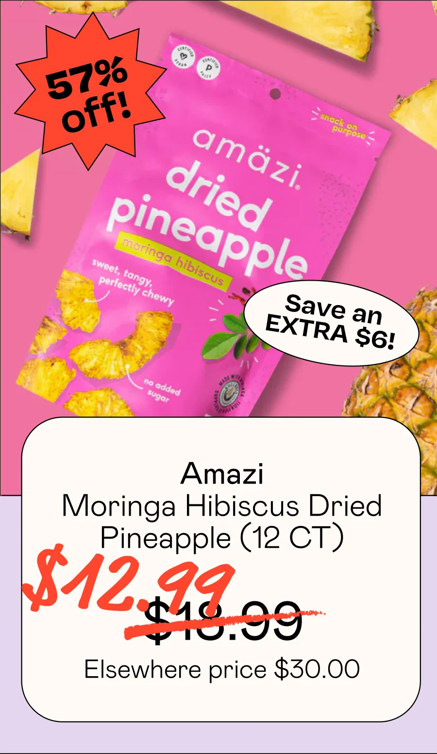 Moringa Hibiscus Dried Pineapple (12 CT)