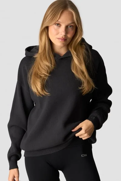 Image of Soft Knit Oversized Hoodie Dark Grey