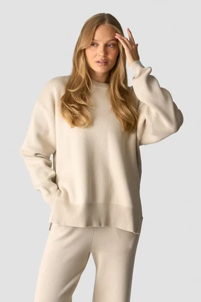 Image of Soft Knit Oversized Crewneck Light Beige