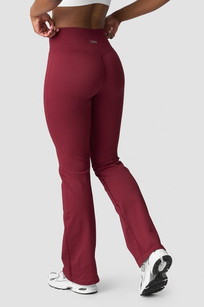 Image of Ribbed Define Seamless Flared Tights Burgundy
