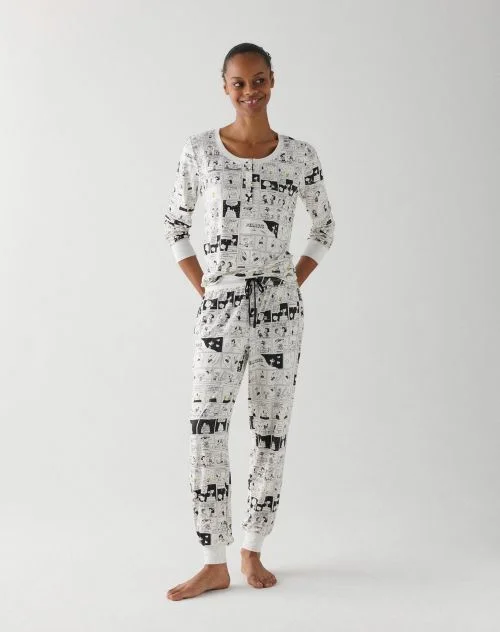 Peanuts Print Henley Set