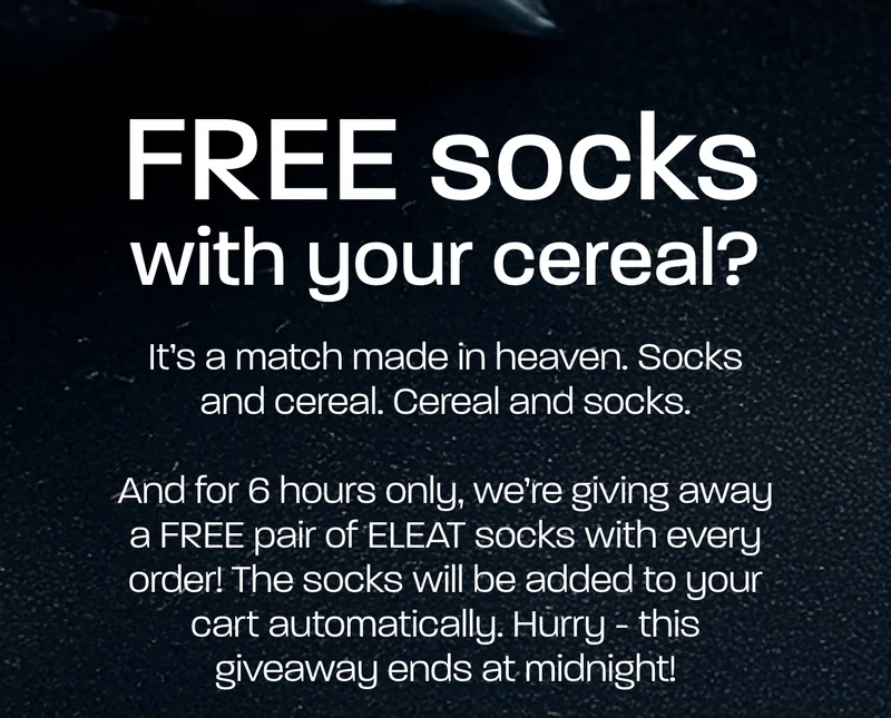 FREE socks with your cereal?  It’s a match made in heaven. Socks and cereal. Cereal and socks.