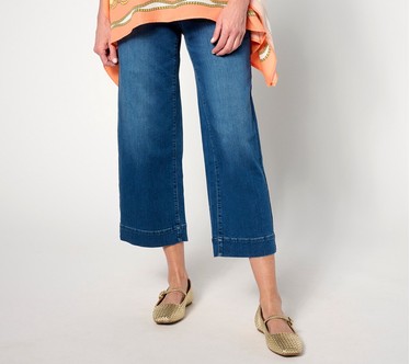 Belle by Kim Gravel Petite TripleLuxe Denim Wide Leg Cropped Pants