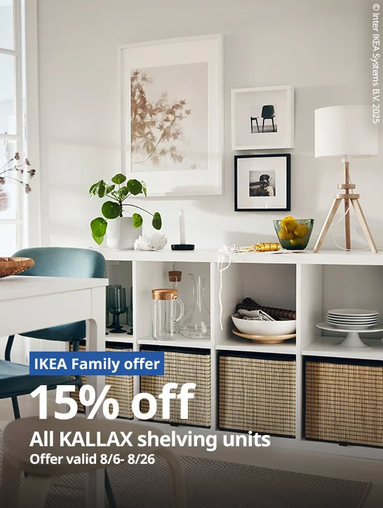 15% off all KALLAX shelving units