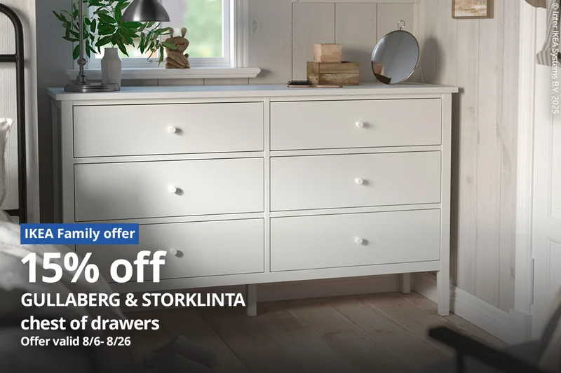 15% off select GULLABERG & STORKLINTA chest of drawers