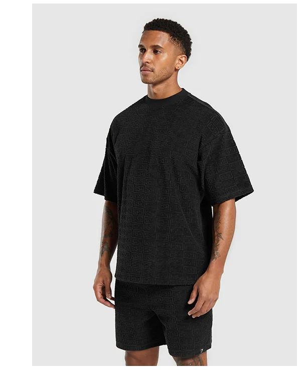 TOWELLING T-SHIRT - BLACK.