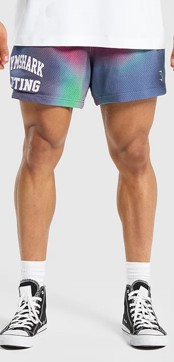 PRINTED LIFTING MESH 5'' SHORTS - WHITE.