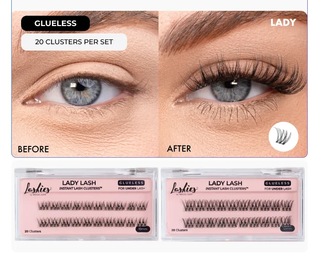 Model image wearing glueless lady lash clusters