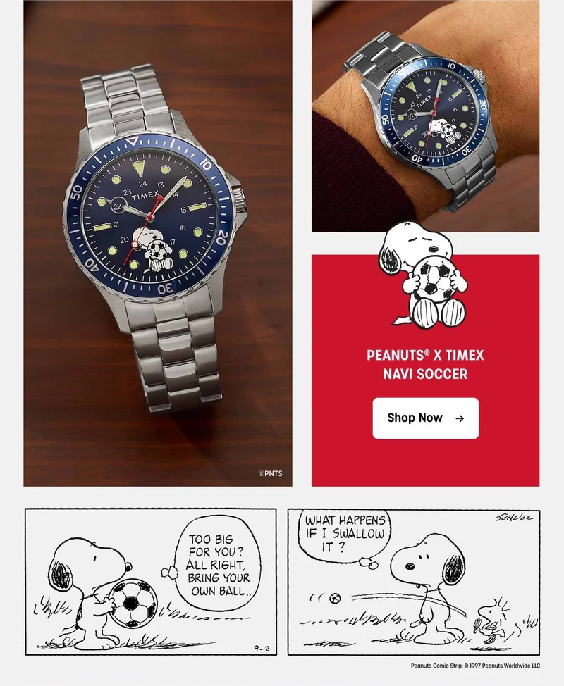 Shop Now (Peanuts x Timex Navi Soccer) - Timex