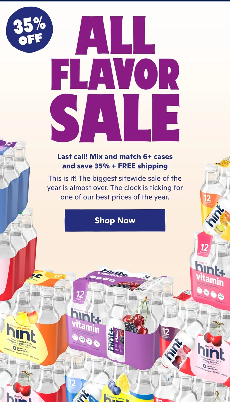 All Flavor Sale: Mix & match 6+ cases and save 35% + FREE shipping