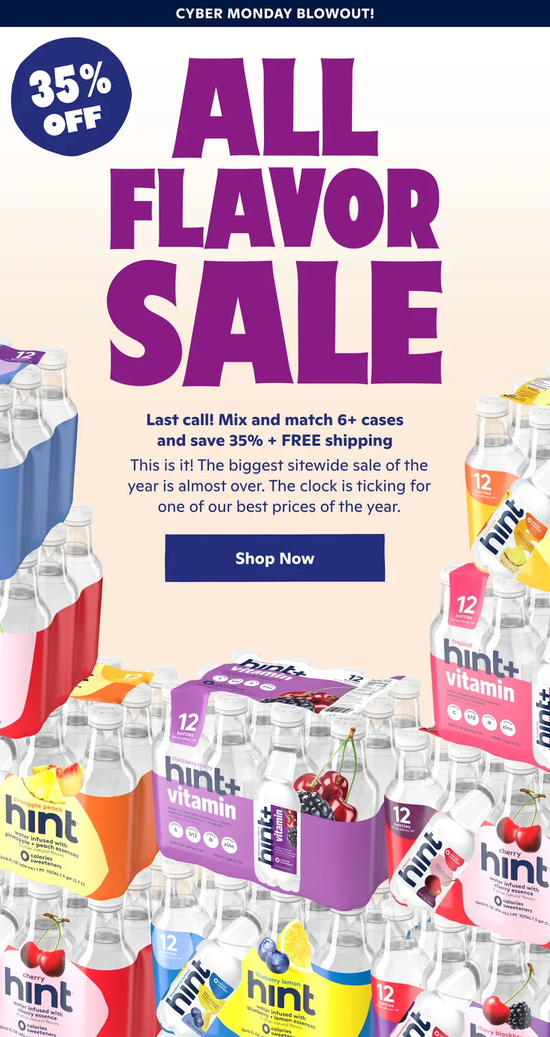All Flavor Sale: Mix & match 6+ cases and save 35% + FREE shipping