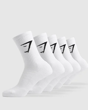 CREW SOCKS 5PK - WHITE.