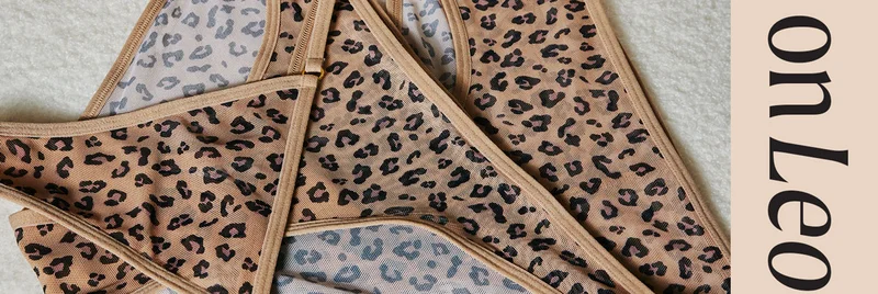 Fine Mesh Thong in Leo. Fine Mesh Bikini in Leo.