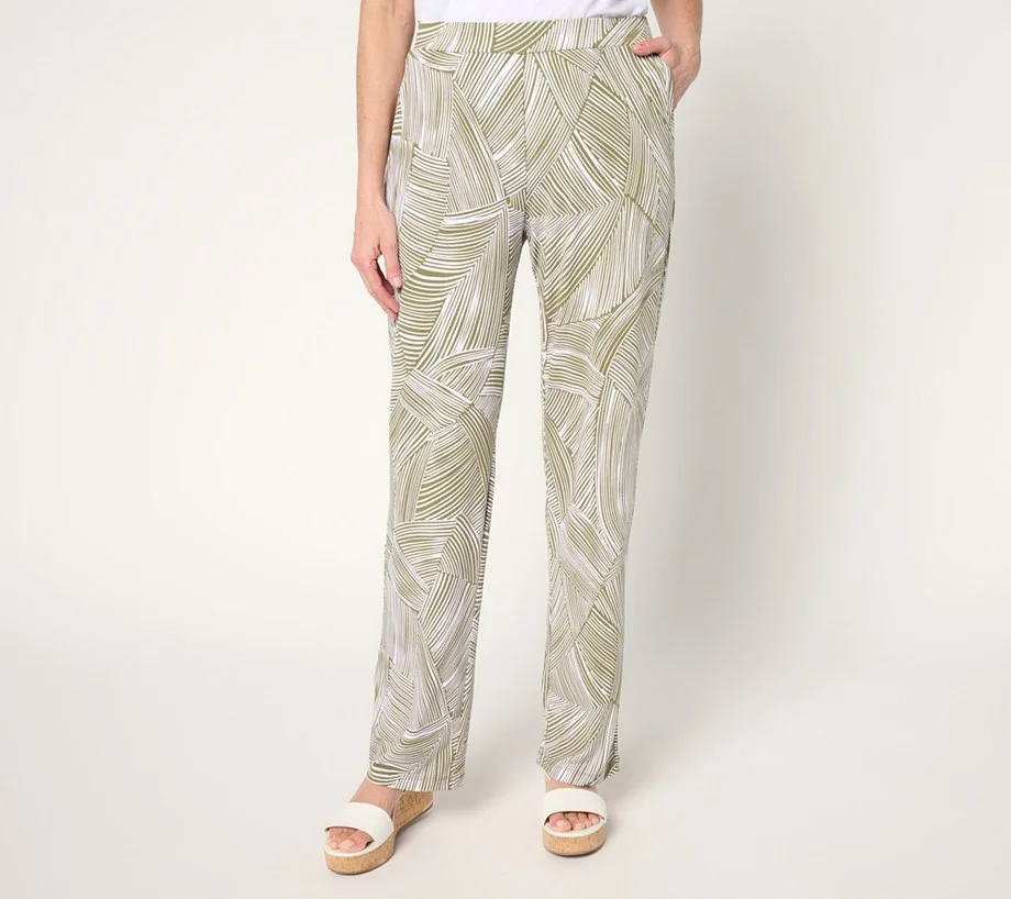 Susan Graver Regular Printed Liquid Knit Sofia Straight Leg Pants