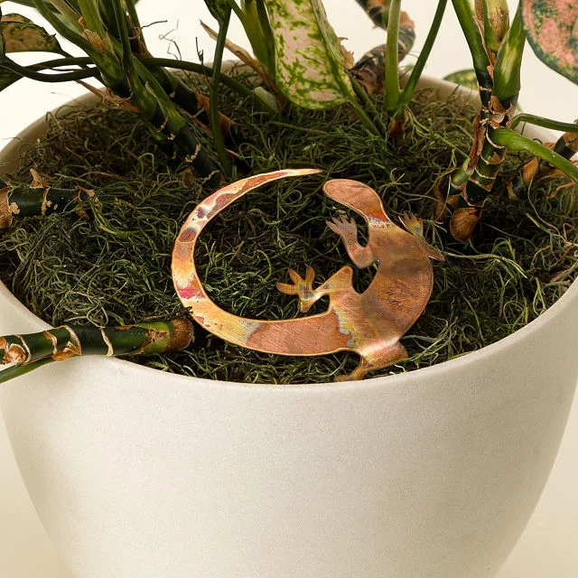 Copper Gecko Garden Stake Set