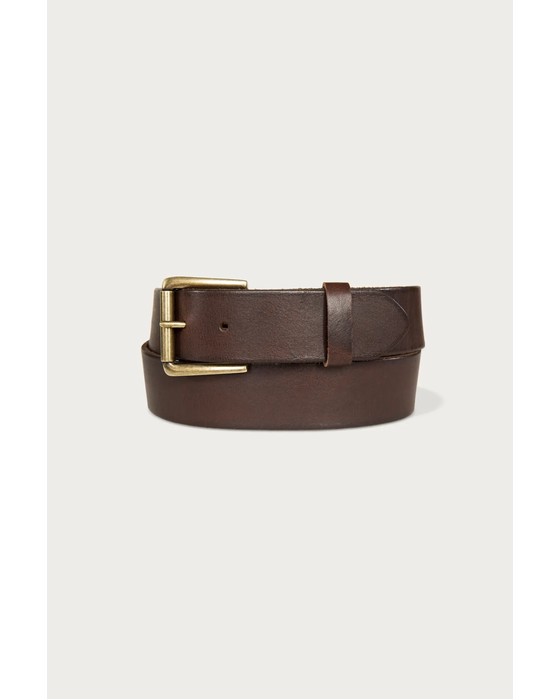 LEATHER JEAN BELT WITH ROLLER BUCKLE AND RIVETS